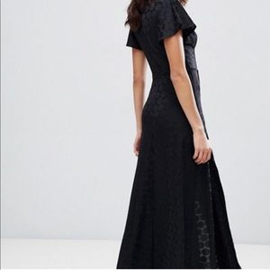 French Connection Black Polka Maxi Wrap Dress